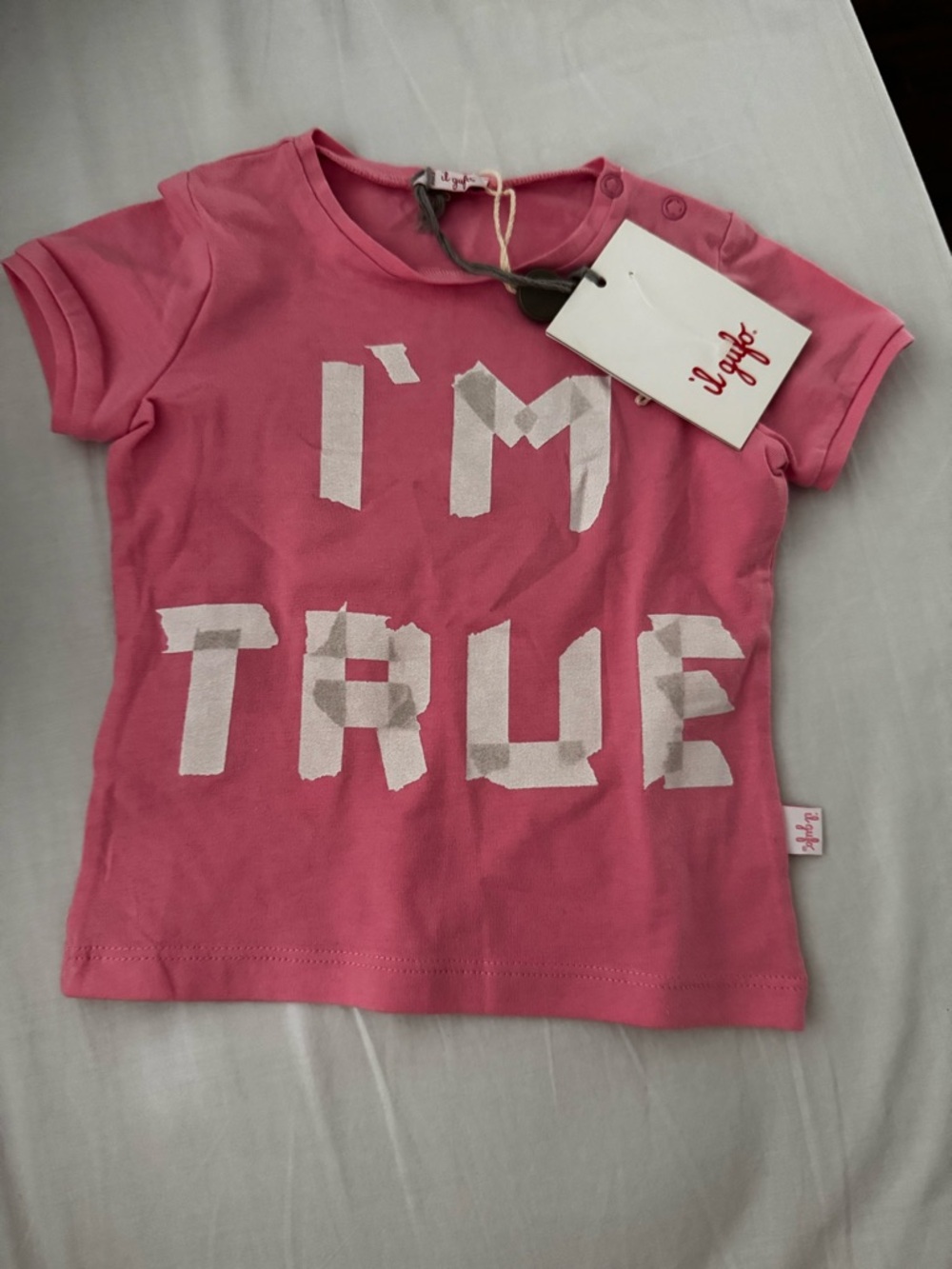 Il Gufo Pink Graphic 'I'M TRUE' Short Sleeve Tee